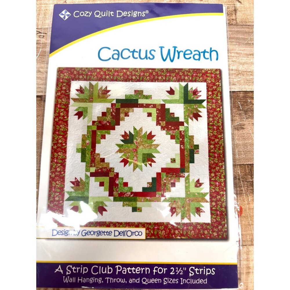 Cactus Wreath Quilt Pattern Wall Hanging Throw & Queen Sizes